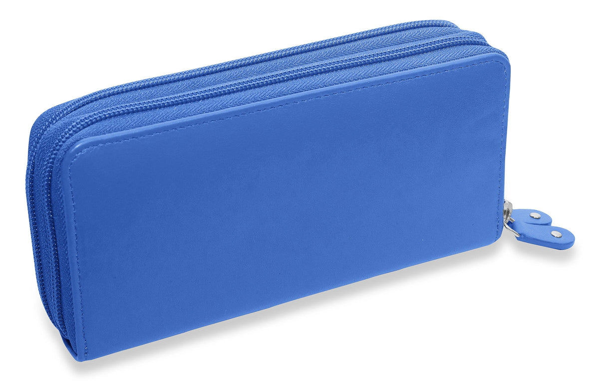 SADDLER GABRIELLA Leather Double Zip Around Purse, 8 Card Slots, Phone Pocket, and Coin Purse, RFID Protected