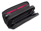SADDLER GABRIELLA Leather Double Zip Around Purse, 8 Card Slots, Phone Pocket, and Coin Purse, RFID Protected