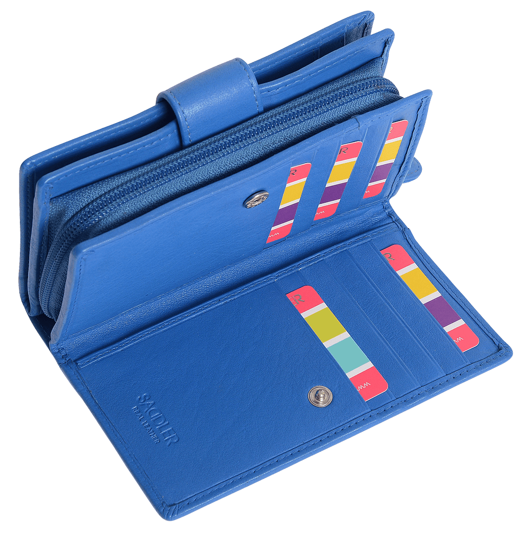 SADDLER GEORGIE Leather Double-Sided Purse, 13 Card Slots, Generous Space for Notes and Coins, RFID Protected