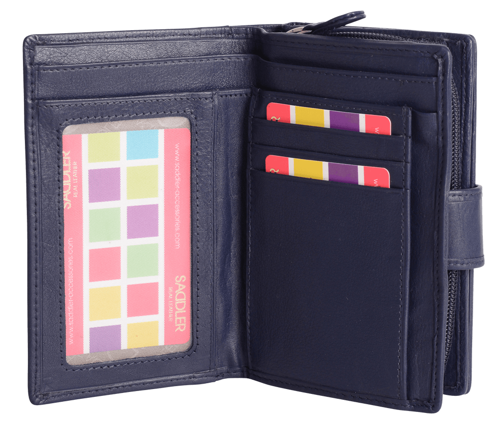 SADDLER GEORGIE Leather Double-Sided Purse, 13 Card Slots, Generous Space for Notes and Coins, RFID Protected
