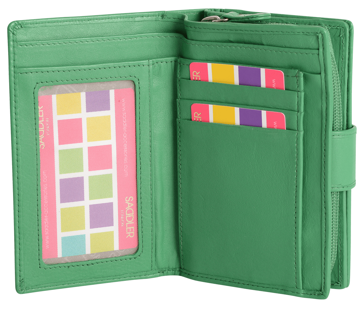 SADDLER GEORGIE Leather Double-Sided Purse, 13 Card Slots, Generous Space for Notes and Coins, RFID Protected