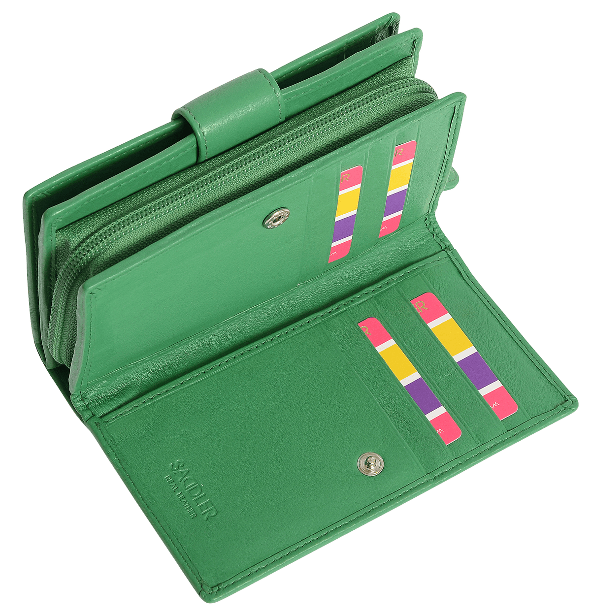 SADDLER GEORGIE Leather Double-Sided Purse, 13 Card Slots, Generous Space for Notes and Coins, RFID Protected