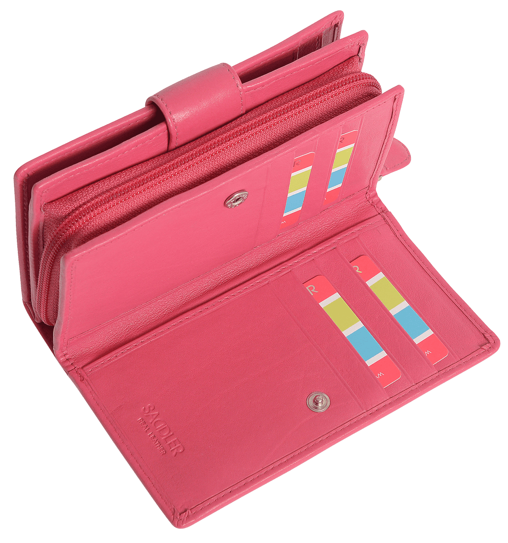 SADDLER GEORGIE Leather Double-Sided Purse, 13 Card Slots, Generous Space for Notes and Coins, RFID Protected