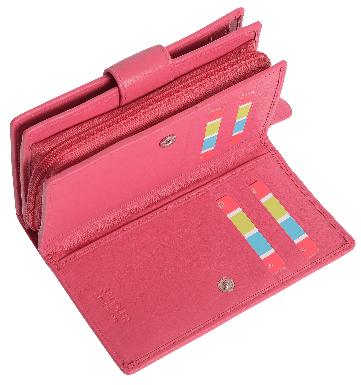 SADDLER GEORGIE Leather Double-Sided Purse, 13 Card Slots, Generous Space for Notes and Coins, RFID Protected