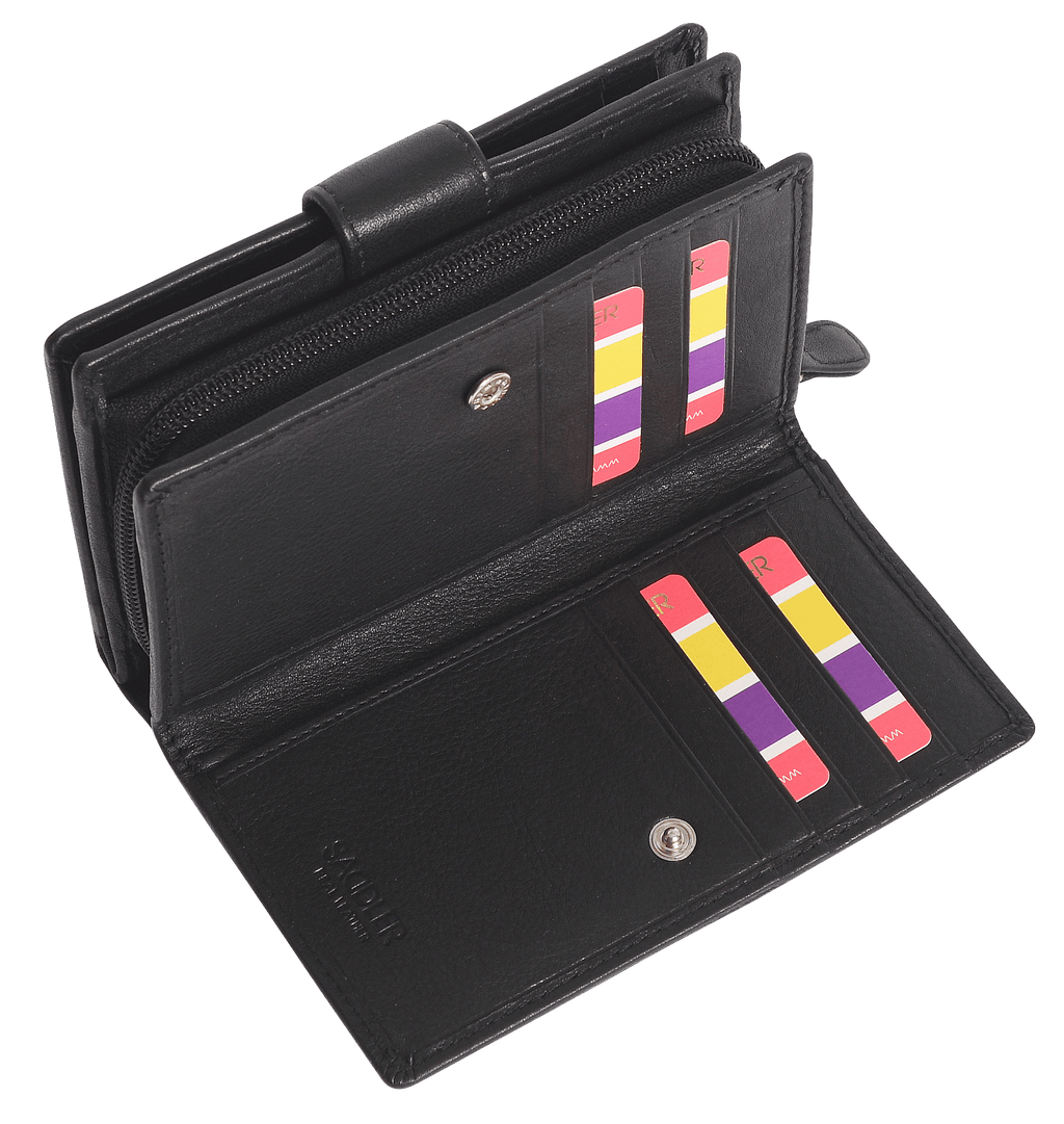 SADDLER GEORGIE Leather Double-Sided Purse, 13 Card Slots, Generous Space for Notes and Coins, RFID Protected