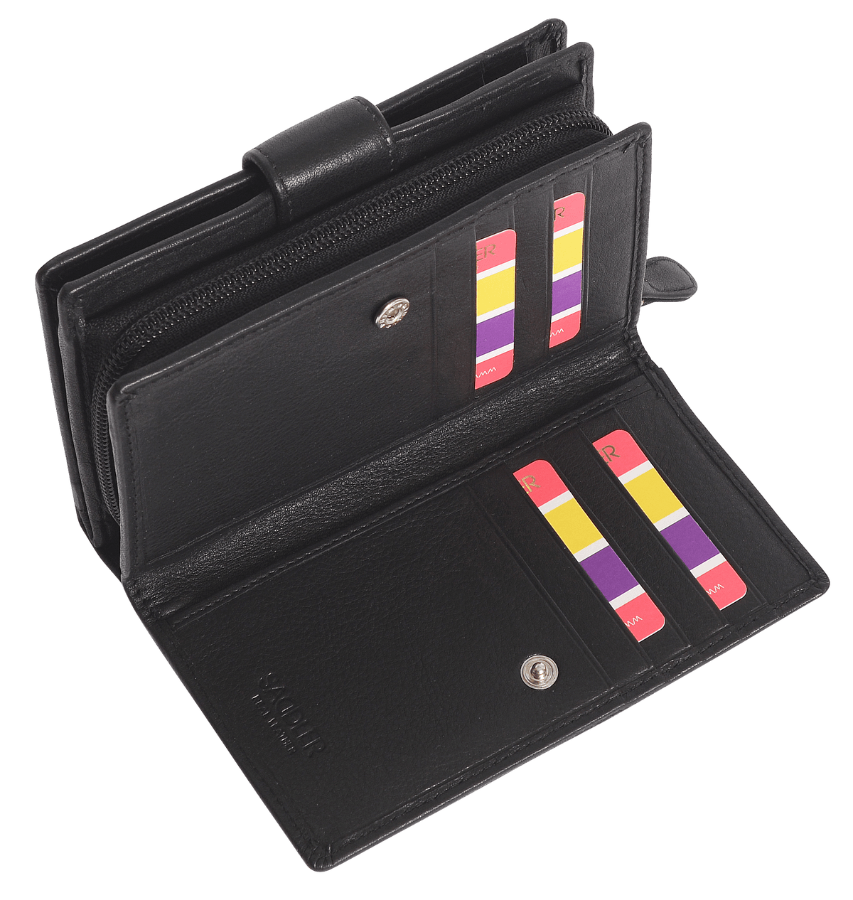 SADDLER GEORGIE Leather Double-Sided Purse, 13 Card Slots, Generous Space for Notes and Coins, RFID Protected