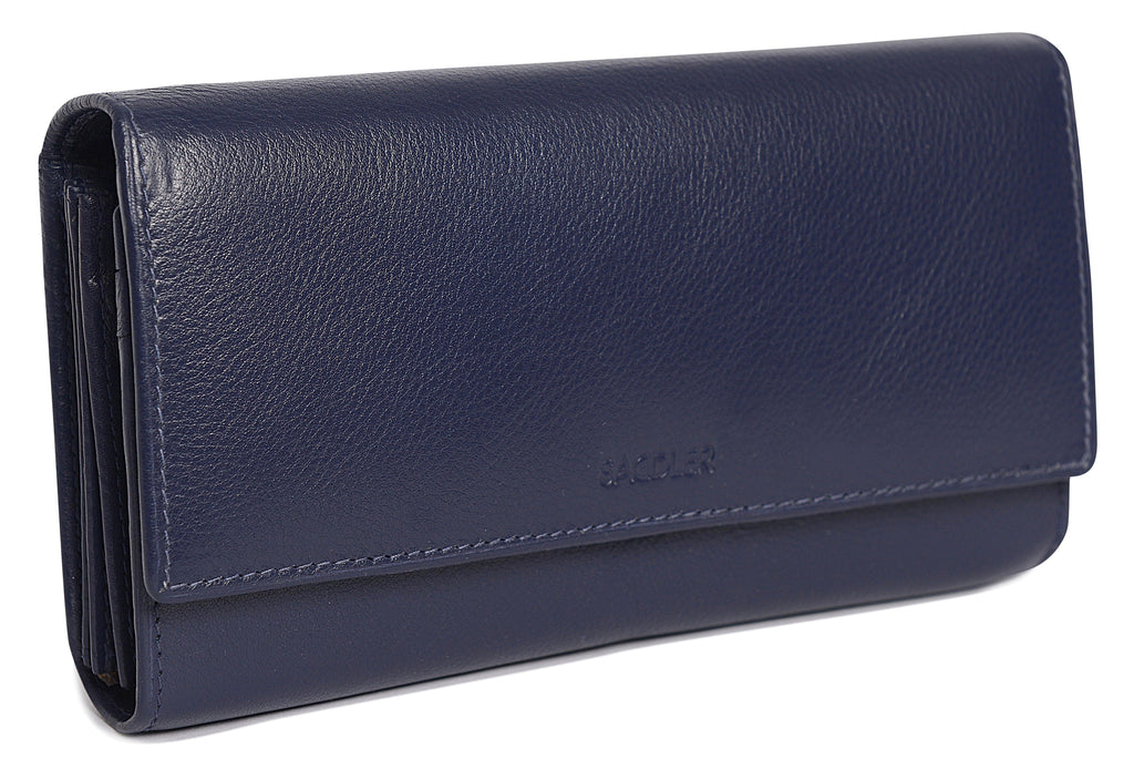 Large Leather Multi-Section Purse "Grace", Handmade by Saddler | RFID Protected & Gift Boxed
