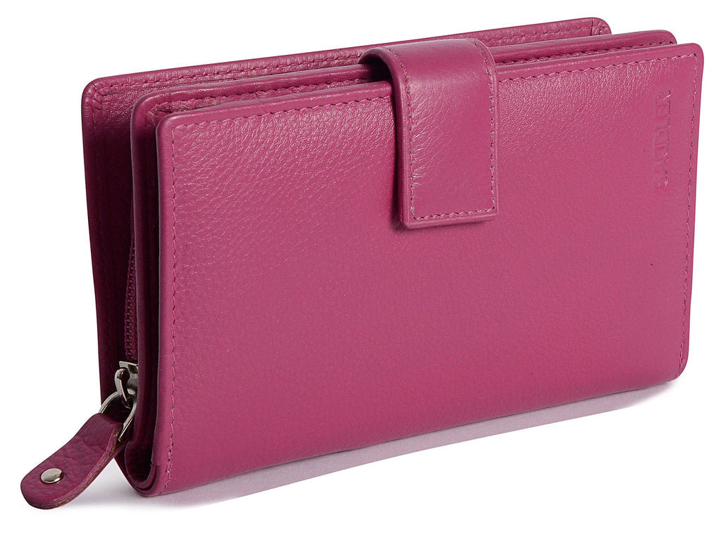 Mid-Size Leather Purse Wallet "Holly", Handmade by Saddler | RFID Protected & Gift Boxed