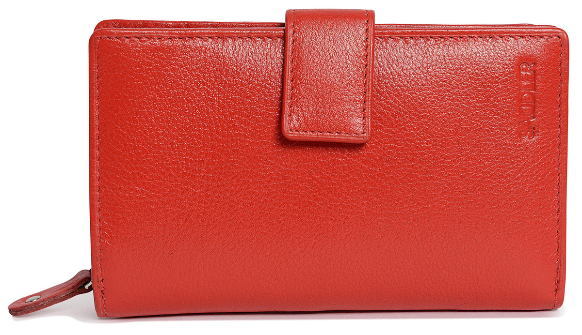 Mid-Size Leather Purse Wallet "Holly", Handmade by Saddler | RFID Protected & Gift Boxed