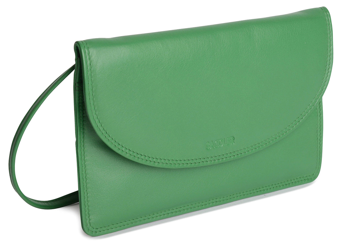 SADDLER ISABELLE Leather Slimline Crossbody Bag, Adjustable Strap, Multiple Pockets, Magnetic Closure, RFID Protected