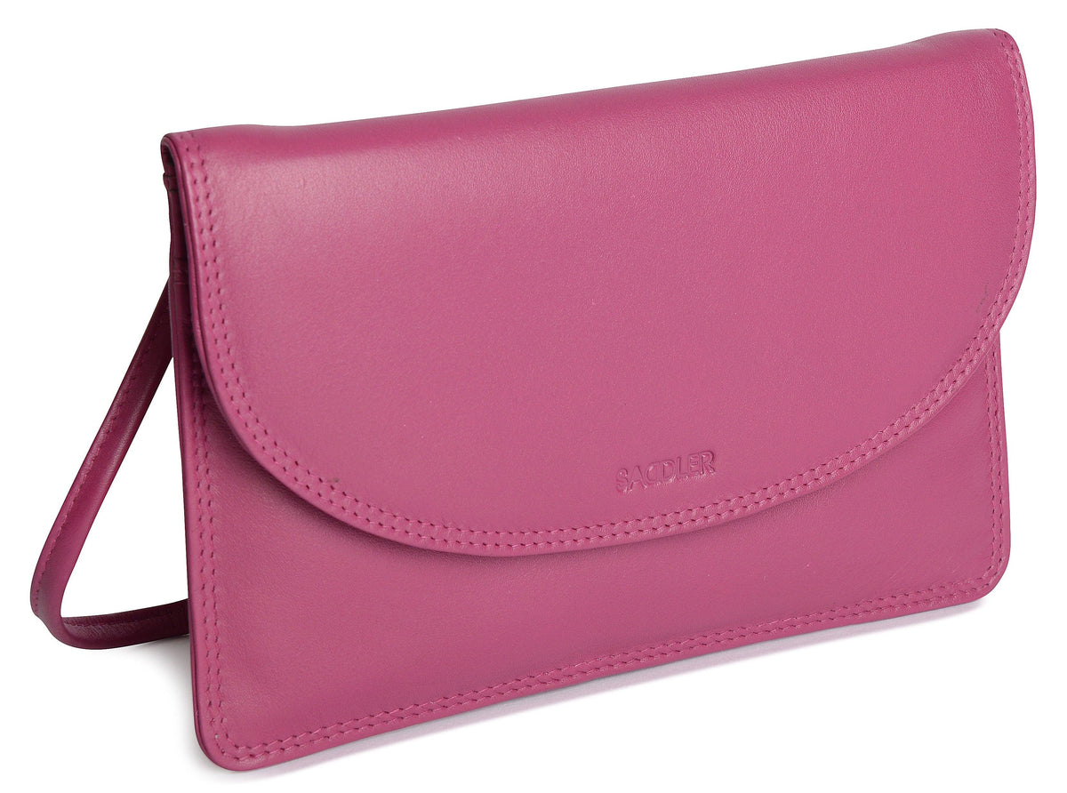 SADDLER ISABELLE Leather Slimline Crossbody Bag, Adjustable Strap, Multiple Pockets, Magnetic Closure, RFID Protected