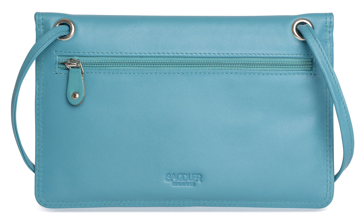 SADDLER ISABELLE Leather Slimline Crossbody Bag, Adjustable Strap, Multiple Pockets, Magnetic Closure, RFID Protected