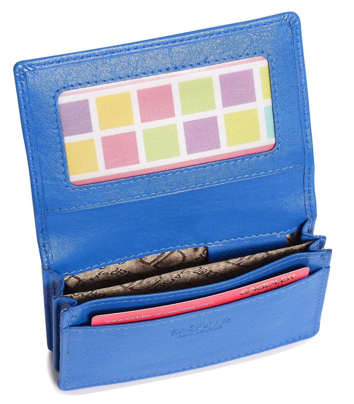 SADDLER JESSICA Leather Credit Card Holder with RFID Protection, 2 Sections and ID Window