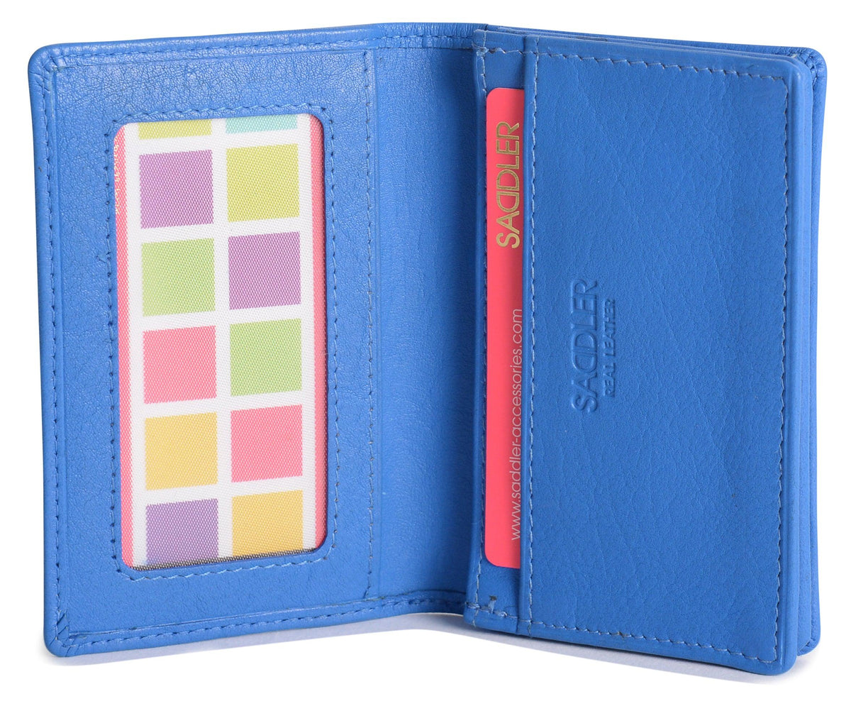 SADDLER JESSICA Leather Credit Card Holder with RFID Protection, 2 Sections and ID Window