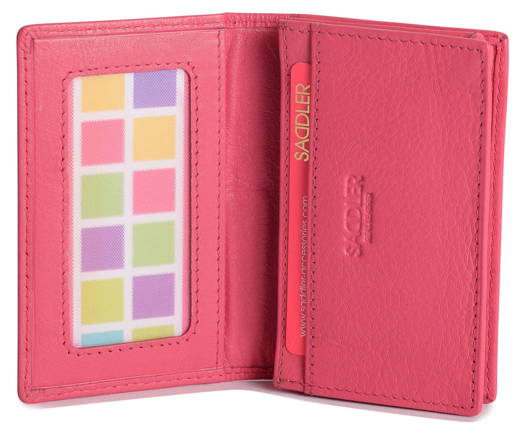 SADDLER JESSICA Leather Credit Card Holder with RFID Protection, 2 Sections and ID Window