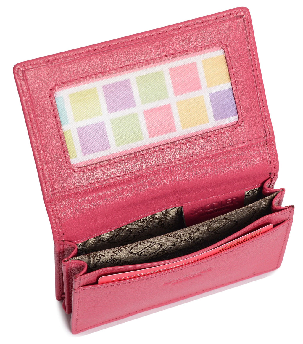 SADDLER JESSICA Leather Credit Card Holder with RFID Protection, 2 Sections and ID Window