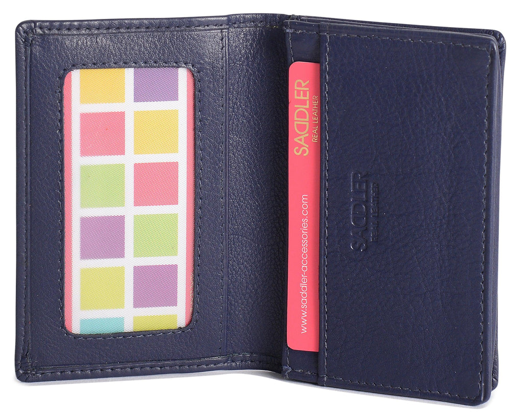 SADDLER JESSICA Leather Credit Card Holder with RFID Protection, 2 Sections and ID Window