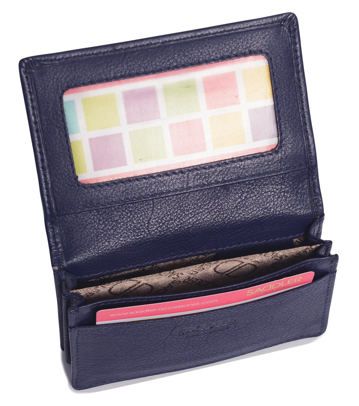 SADDLER JESSICA Leather Credit Card Holder with RFID Protection, 2 Sections and ID Window