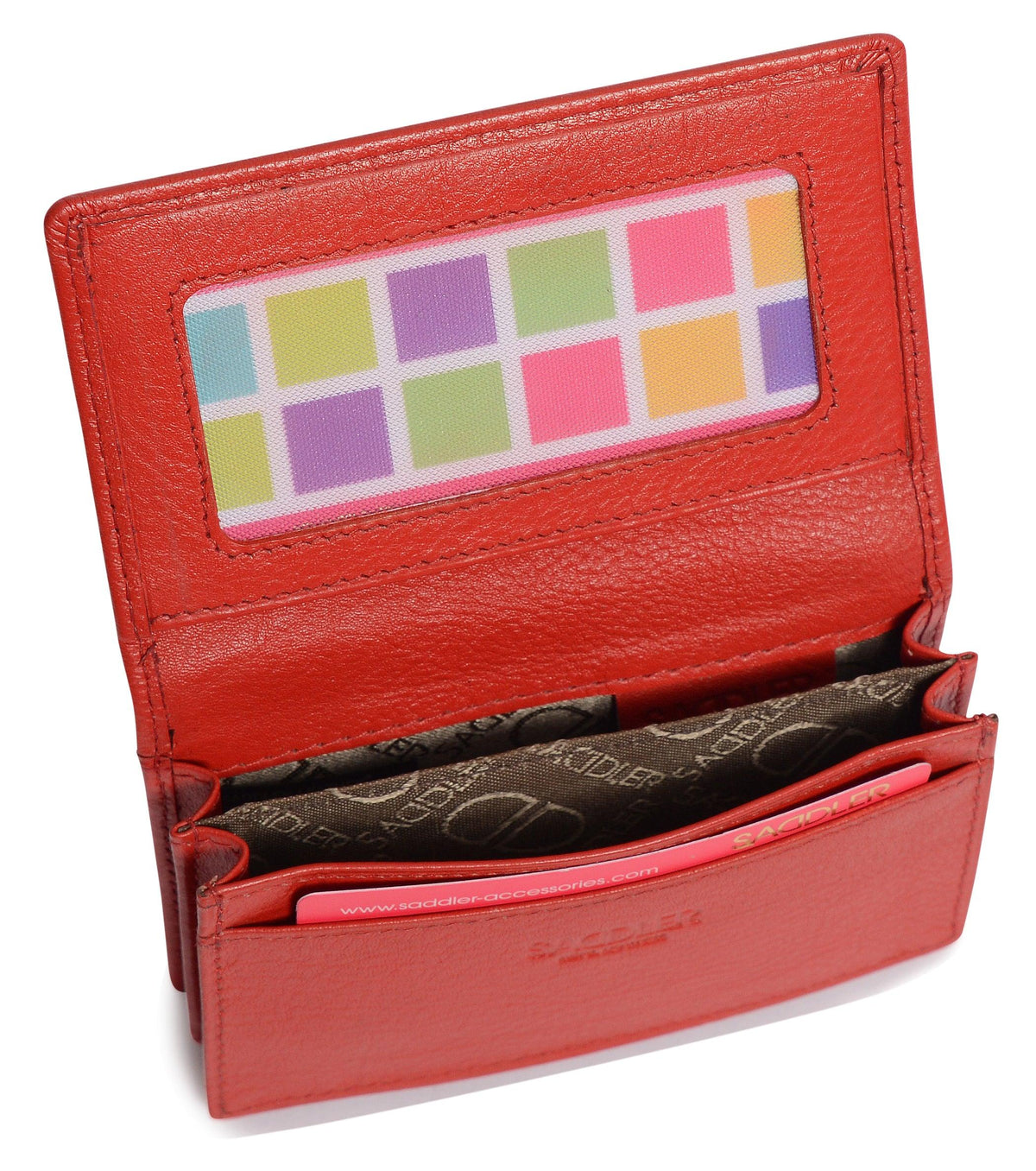 SADDLER JESSICA Leather Credit Card Holder with RFID Protection, 2 Sections and ID Window