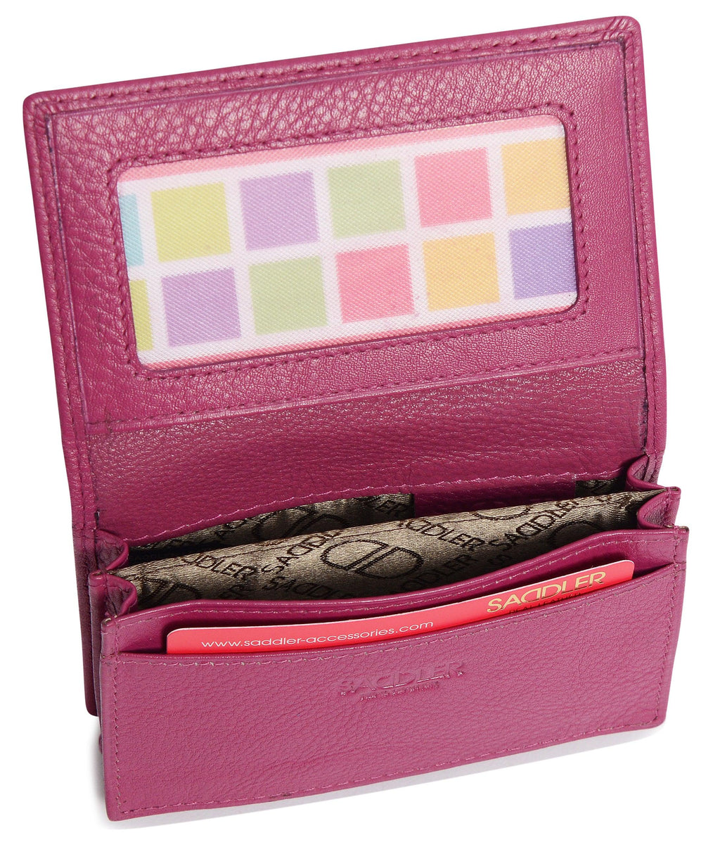 SADDLER JESSICA Leather Credit Card Holder with RFID Protection, 2 Sections and ID Window