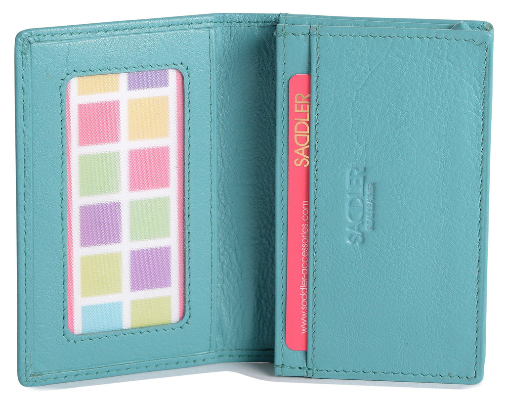 SADDLER JESSICA Leather Credit Card Holder with RFID Protection, 2 Sections and ID Window