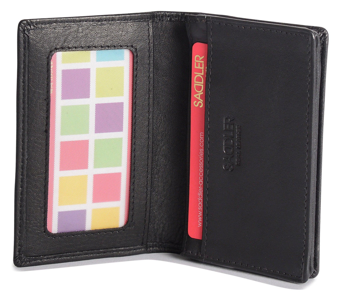 SADDLER JESSICA Leather Credit Card Holder with RFID Protection, 2 Sections and ID Window