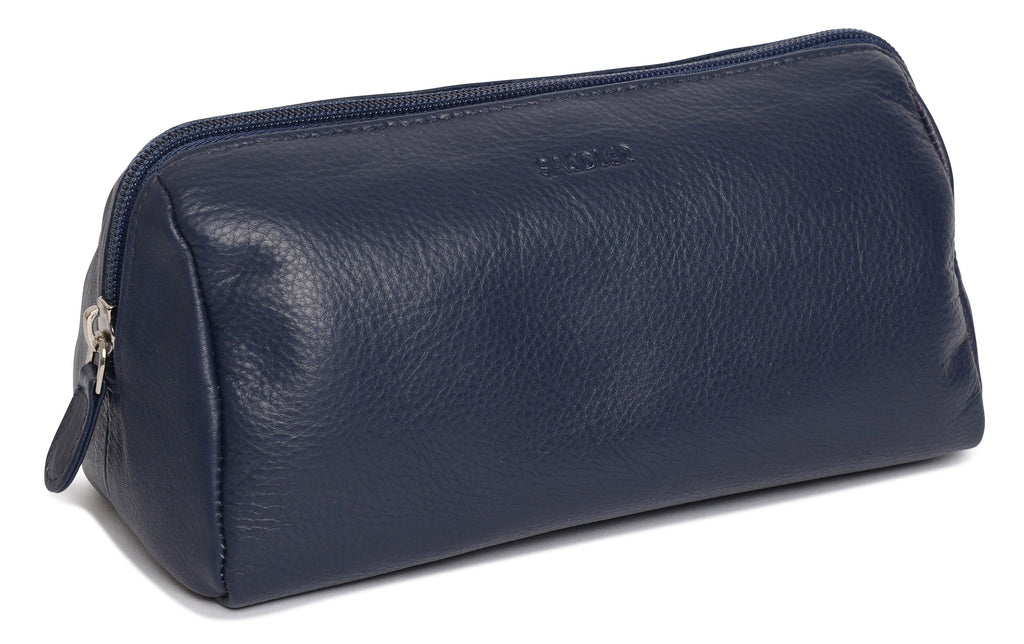 SADDLER MEGAN Leather Zip Top Cosmetic Bag, Large Capacity and Inner Zip Pocket, RFID Protected