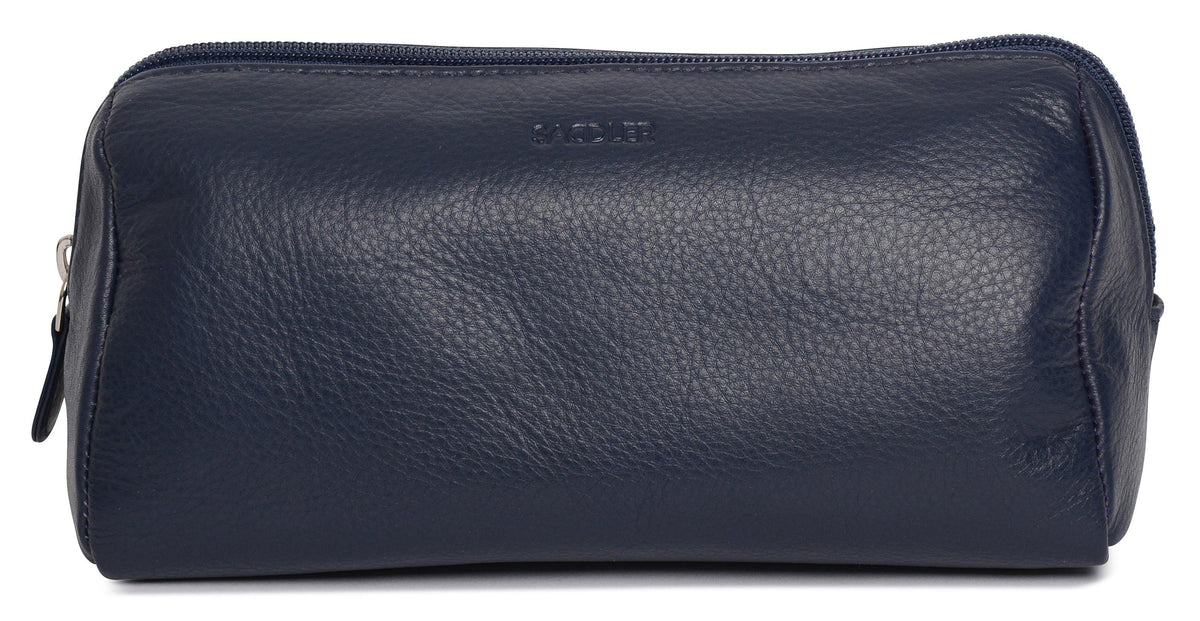 SADDLER MEGAN Leather Zip Top Cosmetic Bag, Large Capacity and Inner Zip Pocket, RFID Protected