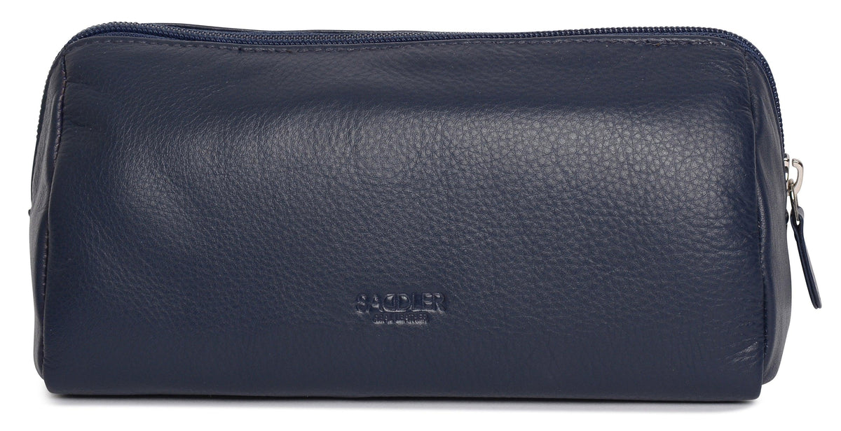 SADDLER MEGAN Leather Zip Top Cosmetic Bag, Large Capacity and Inner Zip Pocket, RFID Protected