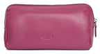 SADDLER MEGAN Leather Zip Top Cosmetic Bag, Large Capacity and Inner Zip Pocket, RFID Protected