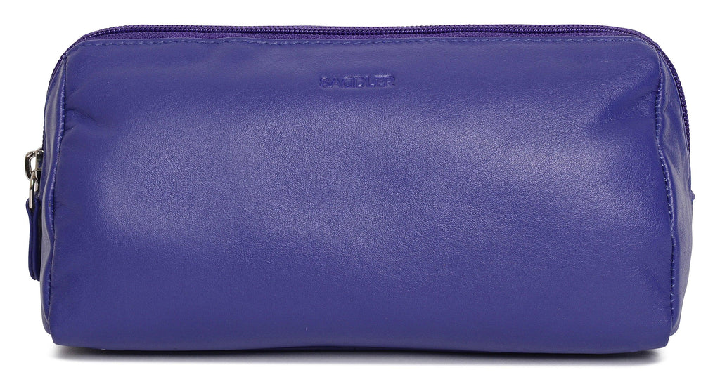 SADDLER MEGAN Leather Zip Top Cosmetic Bag, Large Capacity and Inner Zip Pocket, RFID Protected