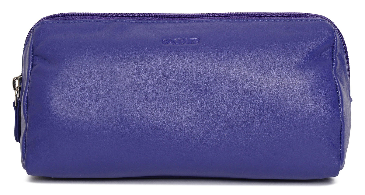 SADDLER MEGAN Leather Zip Top Cosmetic Bag, Large Capacity and Inner Zip Pocket, RFID Protected