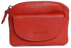 Compact Leather Zip-Top Coin Purse "Molly", Handmade by Saddler | RFID Protected & Gift Boxed | With Front Pocket & Interior Key Ring