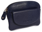 Compact Leather Zip-Top Coin Purse "Molly", Handmade by Saddler | RFID Protected & Gift Boxed | With Front Pocket & Interior Key Ring