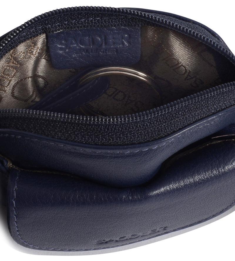 Compact Leather Zip-Top Coin Purse "Molly", Handmade by Saddler | RFID Protected & Gift Boxed | With Front Pocket & Interior Key Ring