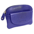 Compact Leather Zip-Top Coin Purse "Molly", Handmade by Saddler | RFID Protected & Gift Boxed | With Front Pocket & Interior Key Ring