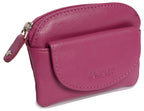 Compact Leather Zip-Top Coin Purse "Molly", Handmade by Saddler | RFID Protected & Gift Boxed | With Front Pocket & Interior Key Ring