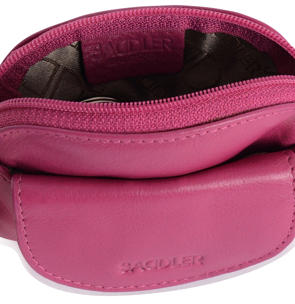 Compact Leather Zip-Top Coin Purse "Molly", Handmade by Saddler | RFID Protected & Gift Boxed | With Front Pocket & Interior Key Ring