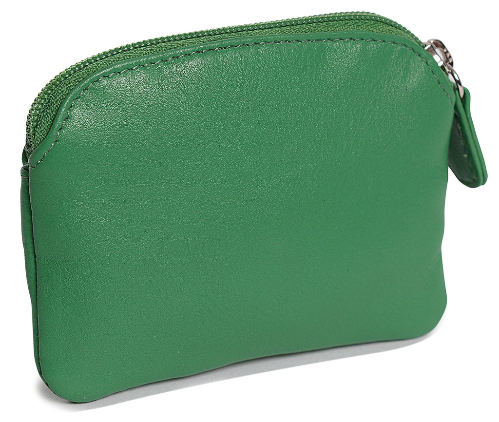 Compact Leather Zip-Top Coin Purse "Molly", Handmade by Saddler | RFID Protected & Gift Boxed | With Front Pocket & Interior Key Ring