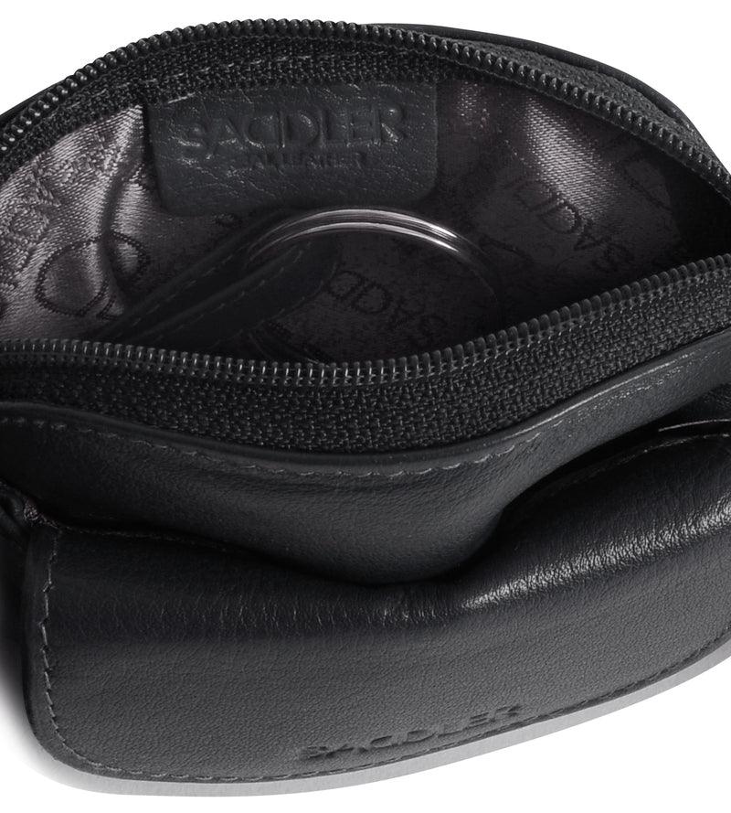 Compact Leather Zip-Top Coin Purse "Molly", Handmade by Saddler | RFID Protected & Gift Boxed | With Front Pocket & Interior Key Ring