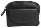 Compact Leather Zip-Top Coin Purse "Molly", Handmade by Saddler | RFID Protected & Gift Boxed | With Front Pocket & Interior Key Ring