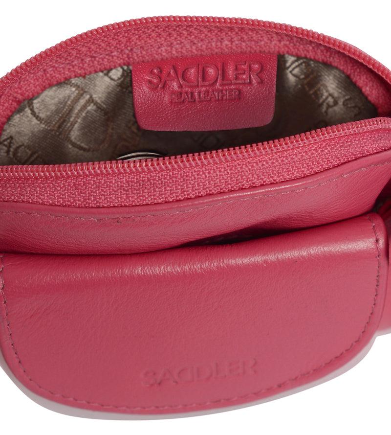 Compact Leather Zip-Top Coin Purse "Molly", Handmade by Saddler | RFID Protected & Gift Boxed | With Front Pocket & Interior Key Ring
