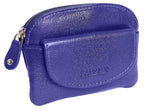 Compact Leather Zip-Top Coin Purse "Molly", Handmade by Saddler | RFID Protected & Gift Boxed | With Front Pocket & Interior Key Ring