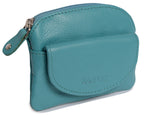 Compact Leather Zip-Top Coin Purse "Molly", Handmade by Saddler | RFID Protected & Gift Boxed | With Front Pocket & Interior Key Ring