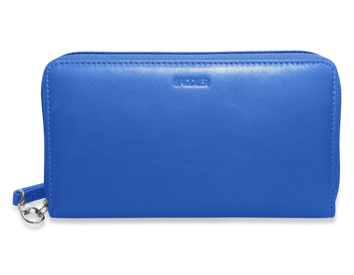 SADDLER SOPHIA Leather Zip Around Purse, 15 Card slots, Mobile Phone Pocket, Detachable Wrist Strap, RFID Protected