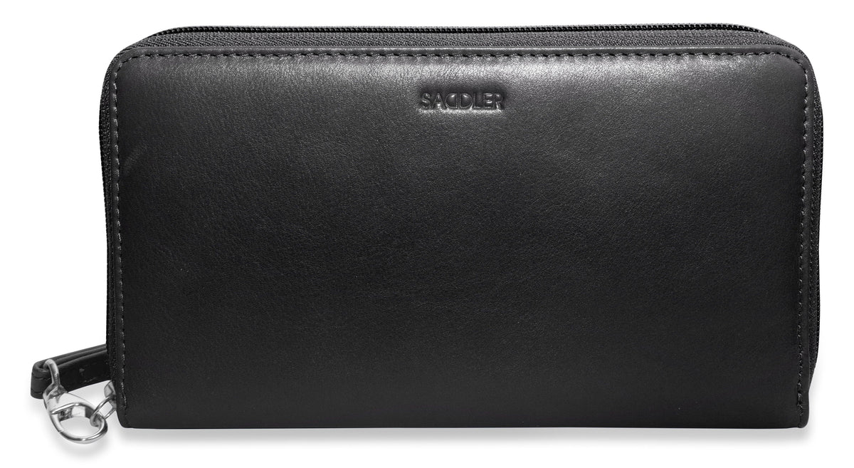 SADDLER SOPHIA Leather Zip Around Purse, 15 Card slots, Mobile Phone Pocket, Detachable Wrist Strap, RFID Protected