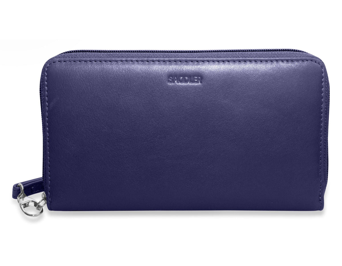 SADDLER SOPHIA Leather Zip Around Purse, 15 Card slots, Mobile Phone Pocket, Detachable Wrist Strap, RFID Protected