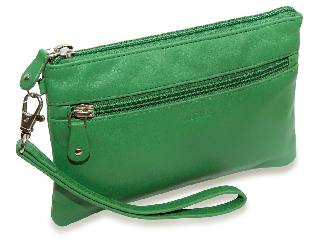 SADDLER SCARLETT Leather Zip Top Mini Clutch, Phone Holder with Detachable Wrist Strap, RFID Protected