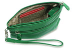 SADDLER SCARLETT Leather Zip Top Mini Clutch, Phone Holder with Detachable Wrist Strap, RFID Protected