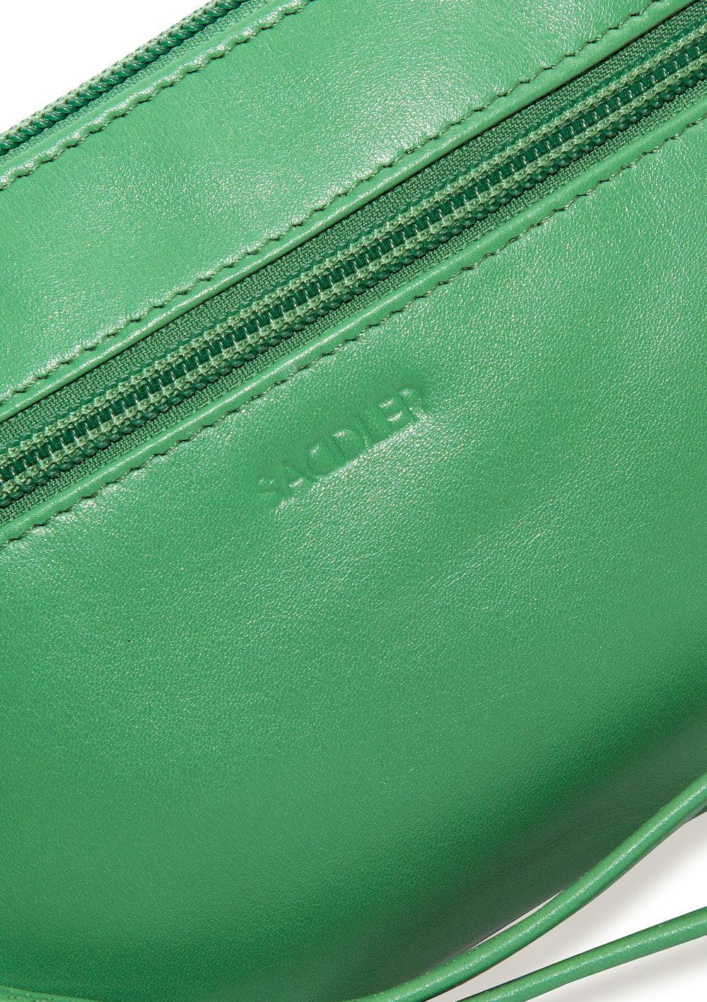 SADDLER SCARLETT Leather Zip Top Mini Clutch, Phone Holder with Detachable Wrist Strap, RFID Protected